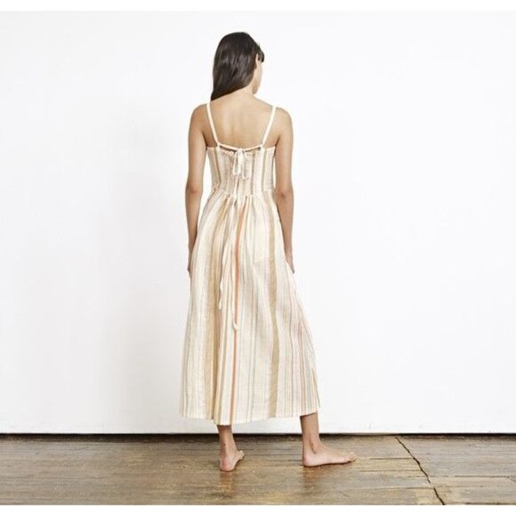 Ace & Jig Kennedy Striped Midi Dress in Ray Size Medium - Picture 2 of 11